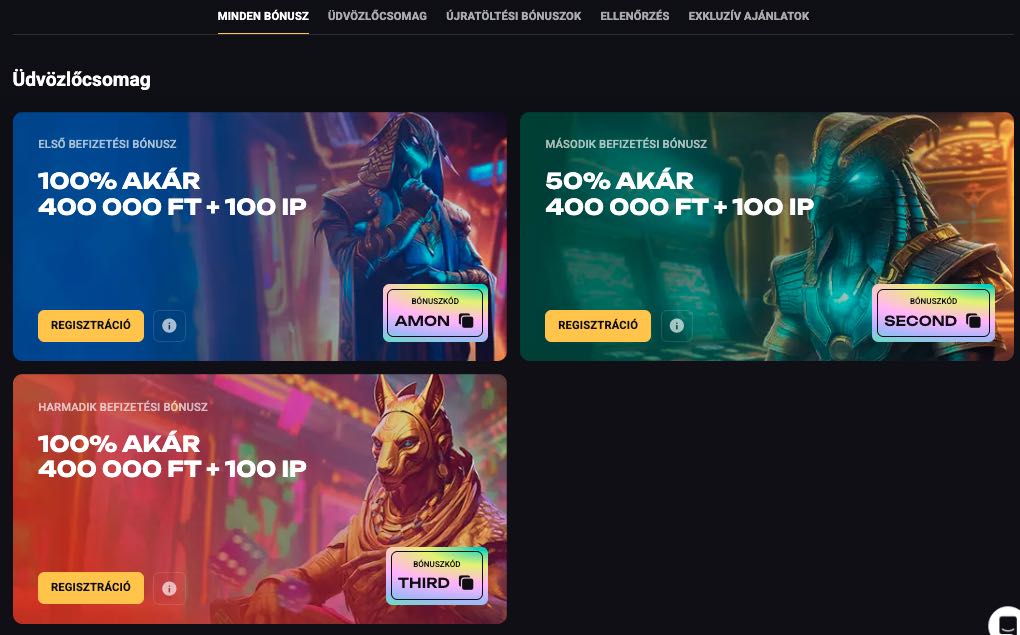 Amonbet Casino bónuszok
