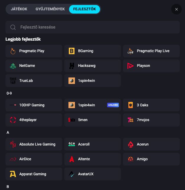 Kaszinójáték-szolgáltatók listája