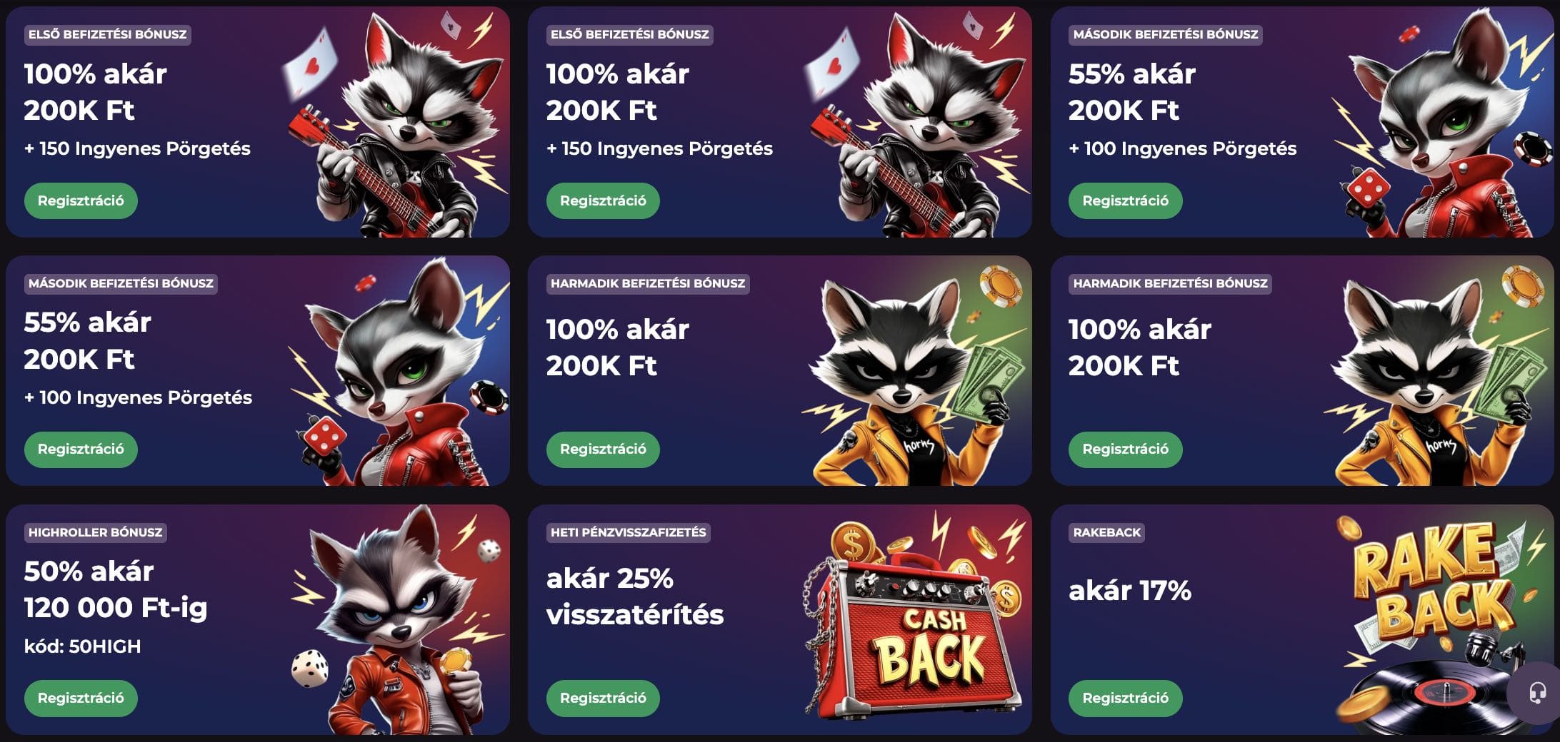 RockySpin Casino bónuszok