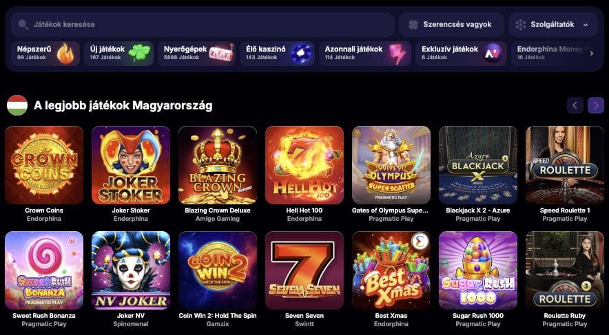 NV Casino nyerőgépek