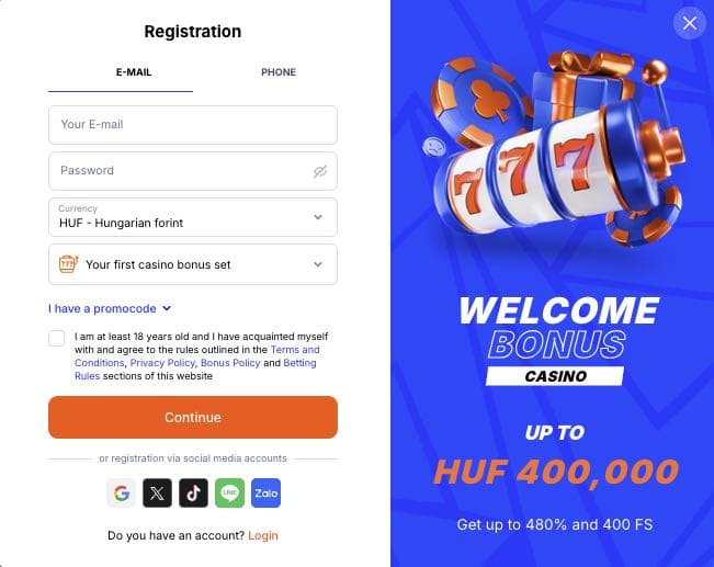 Vulkan Bet Casino regisztráció