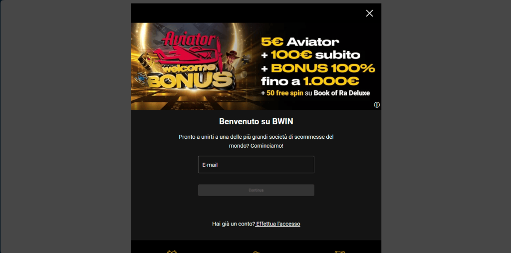 Registrazione al casinò Bwin