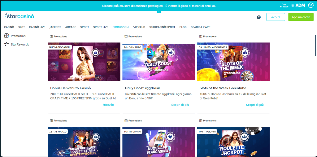 Bonus del casinò Starcasino