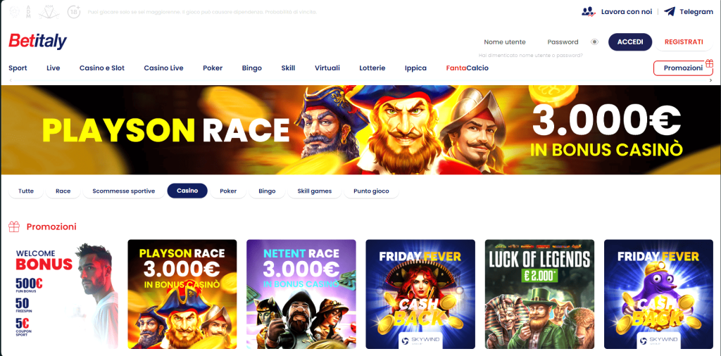 Bonus del casinò Betitaly