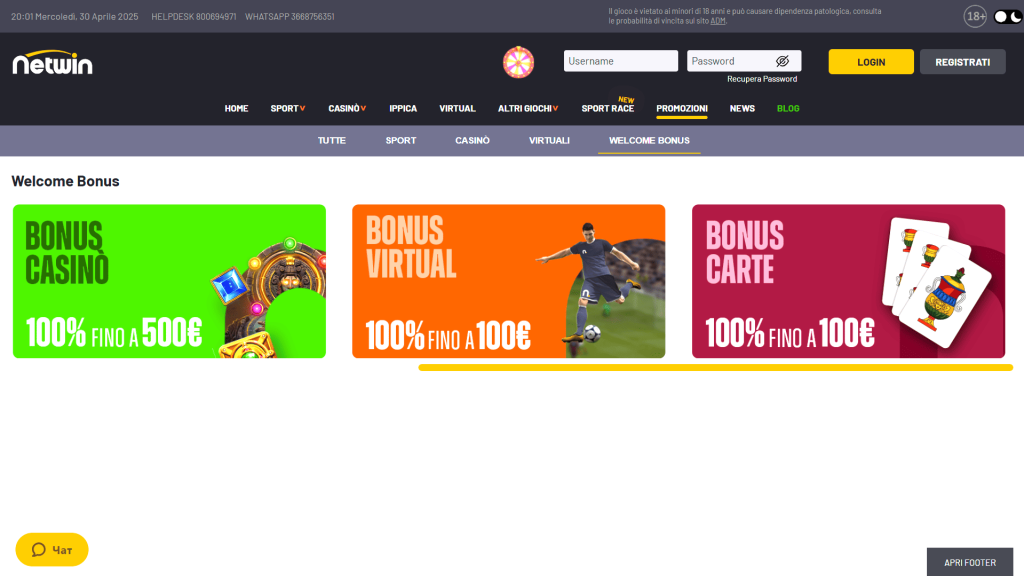 Bonus del casinò Netwin