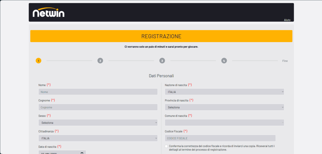 Registrazione al casinò Netwin