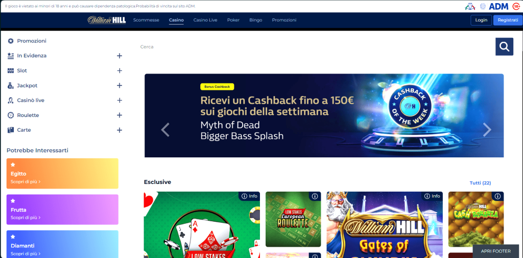 William Hill casinò Italia