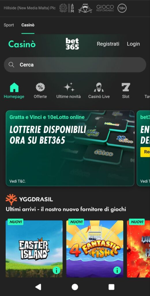bet365 casino mobile in italia