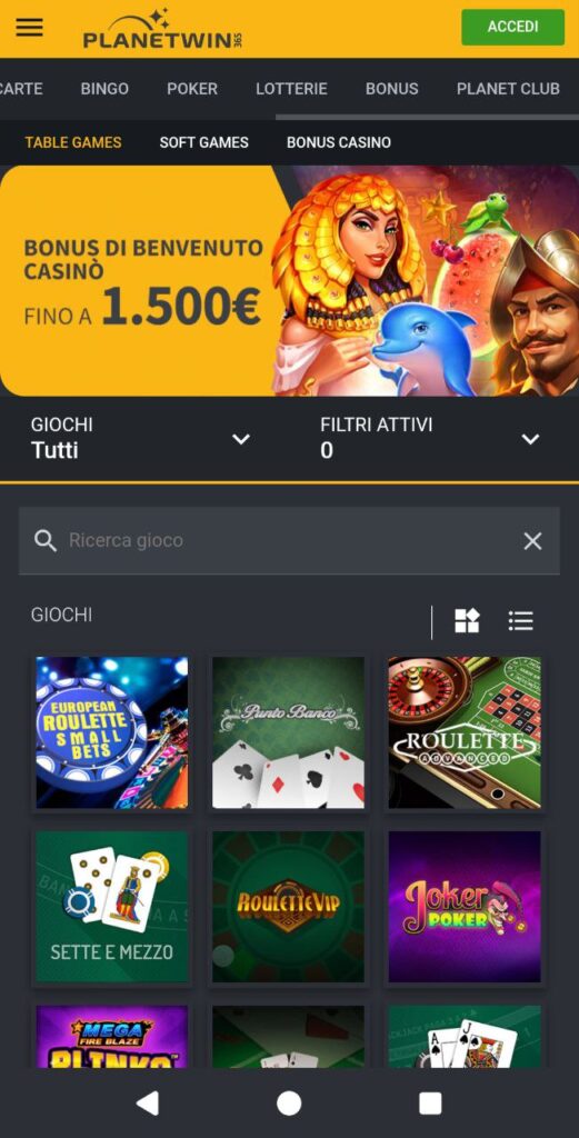 planetwin365 casino mobile in italia