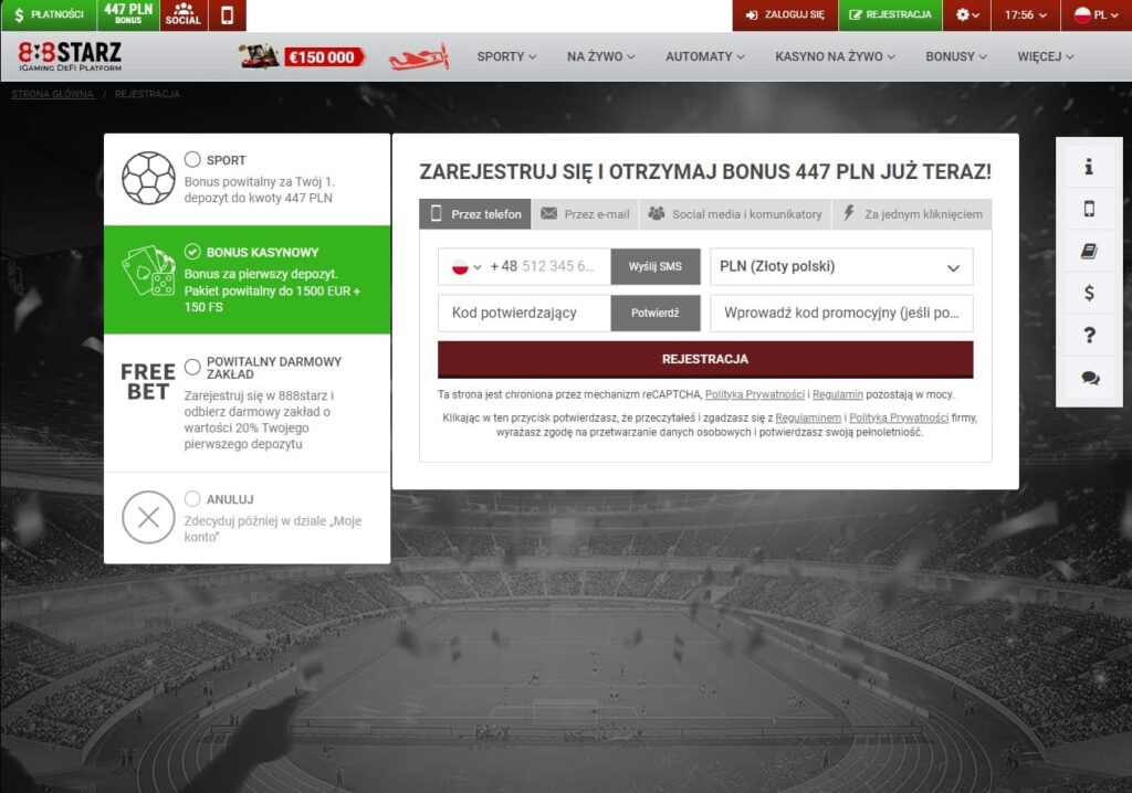 888Starz Casino rejestracja