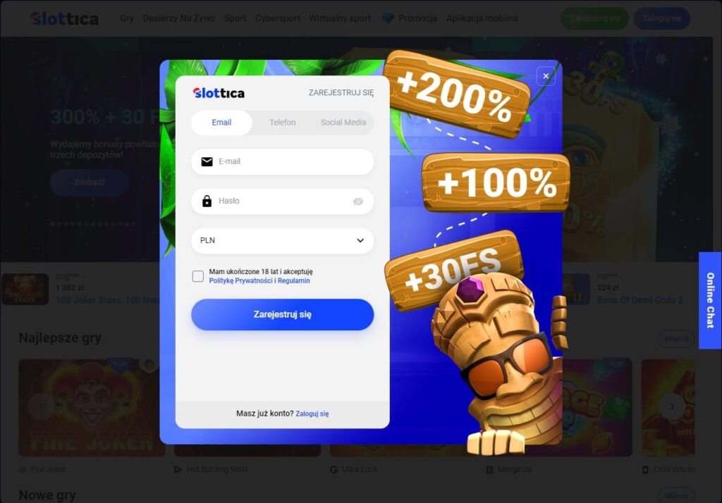 Slottica Casino rejestracja