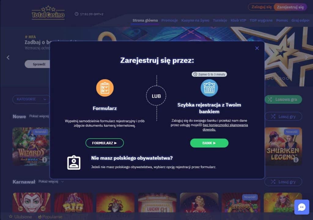 Total Casino rejestracja