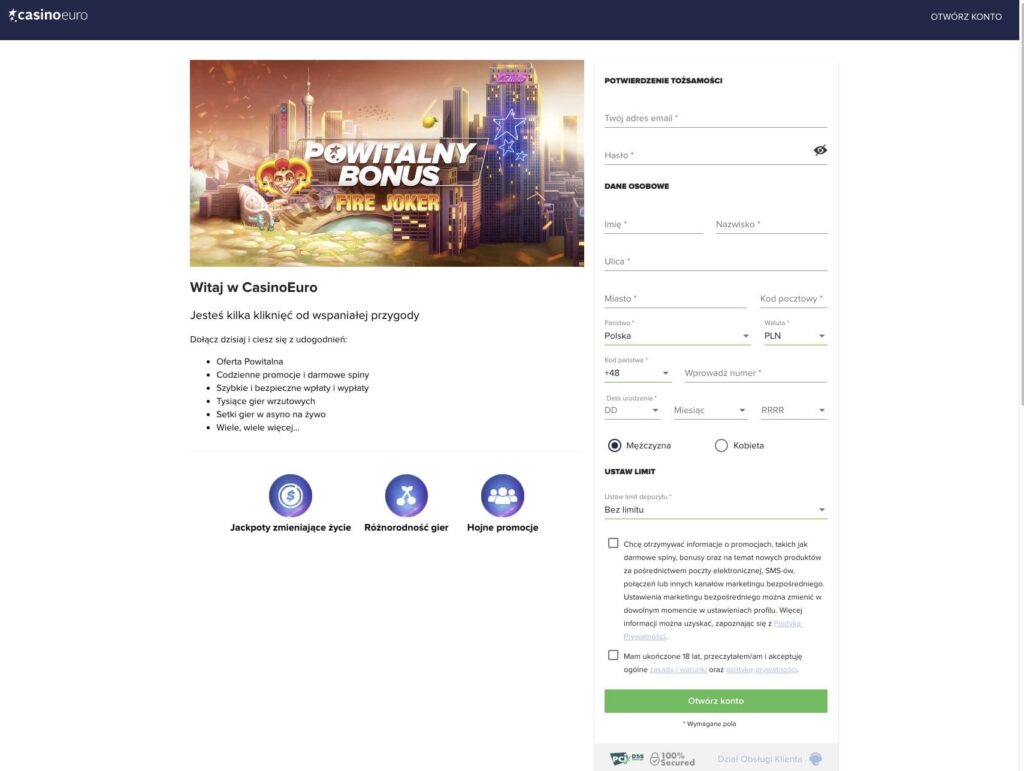 CasinoEuro rejestracja