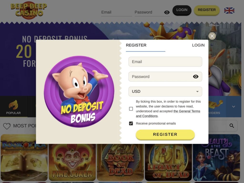 Beep Beep Casino rejestracja