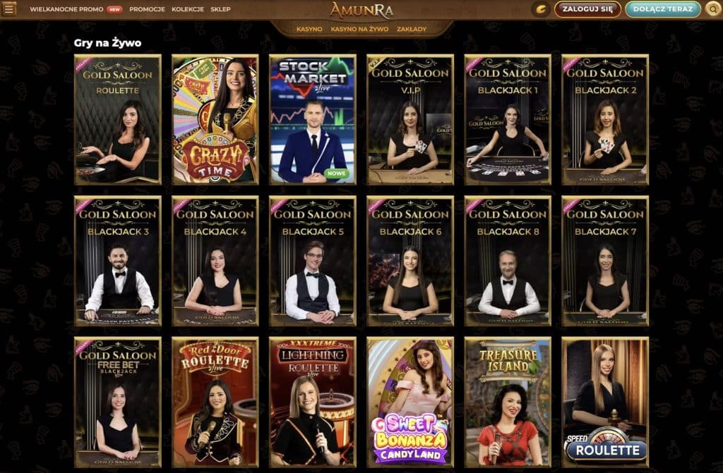 AmunRa casino gra z krupierami na żywo