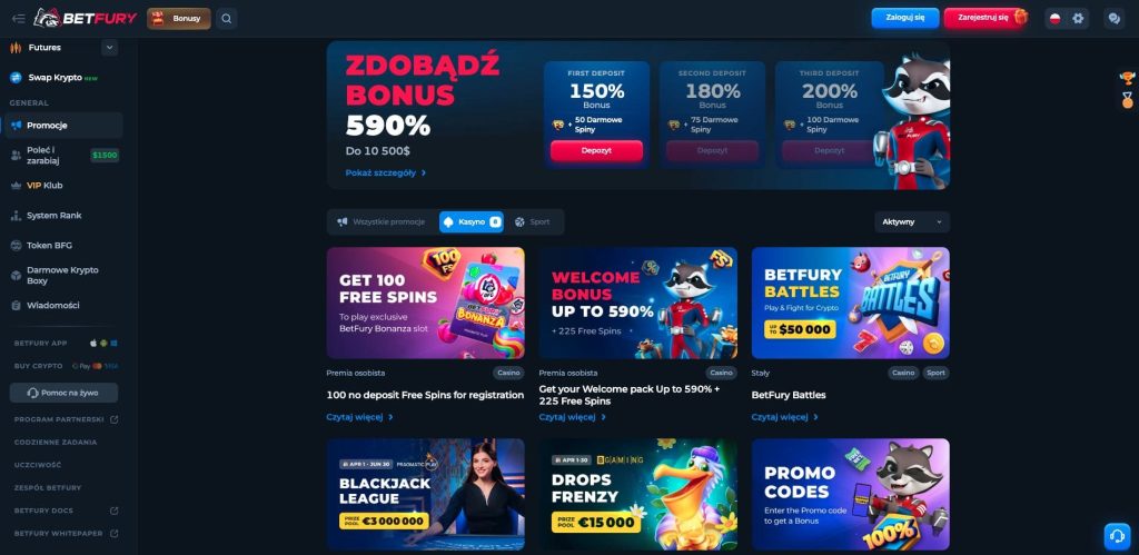 BetFury casino bonusy