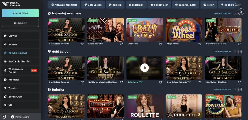 Buran casino gra z krupierami na żywo
