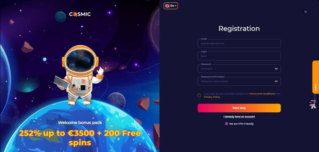 cosmicslot zarejestruj sie