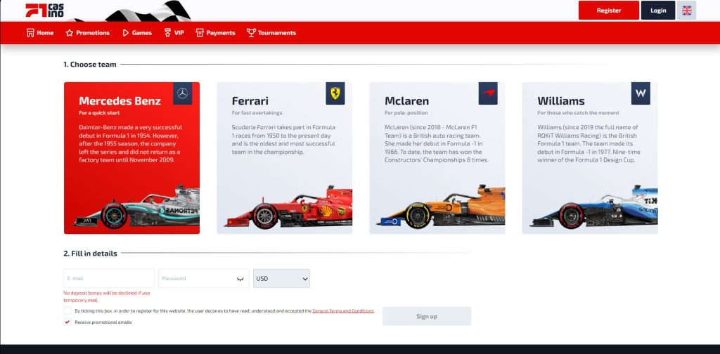 f1casino zarejestruj sie