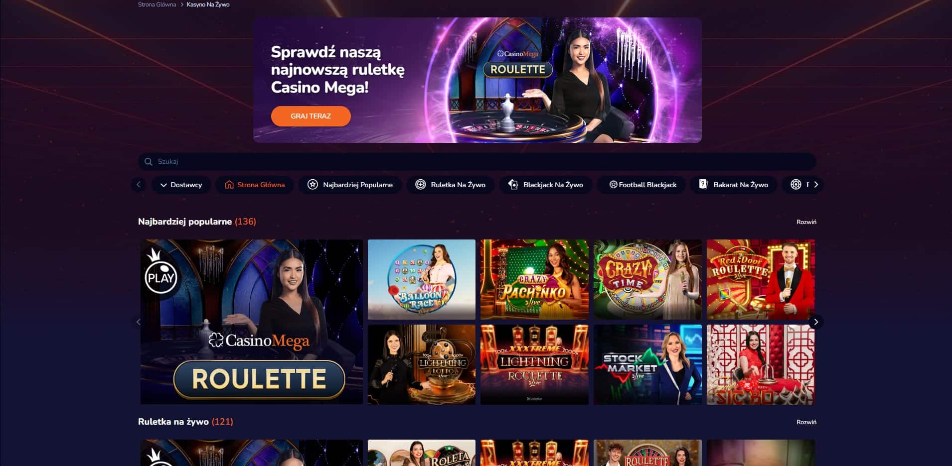 Casinomega gry na zywo