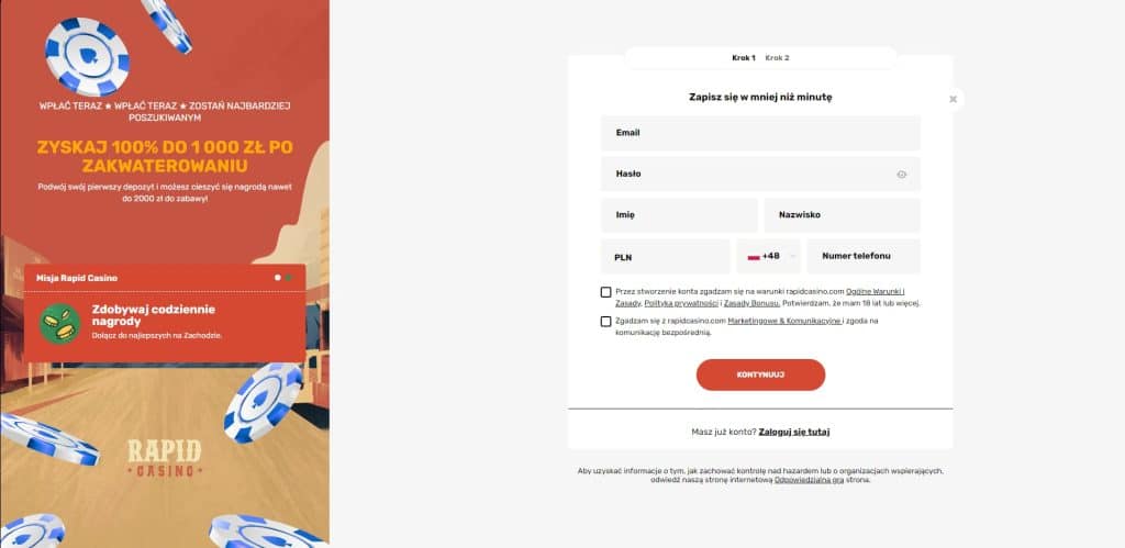 rapid casino Rejestracja