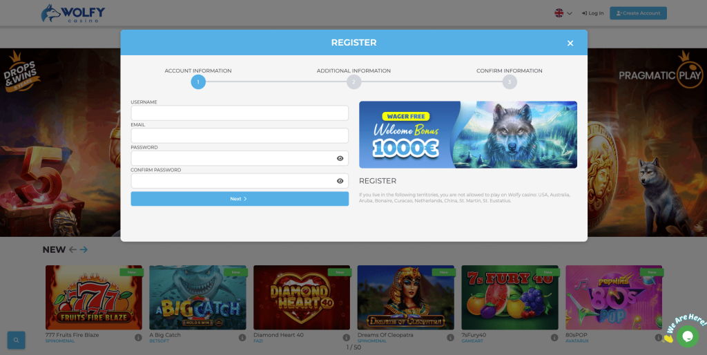Wolfy casino rejestracja konta
