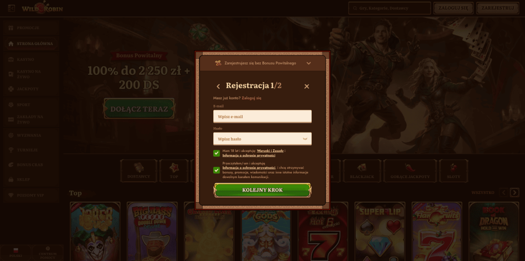 WildRobin kasyno rejestracja