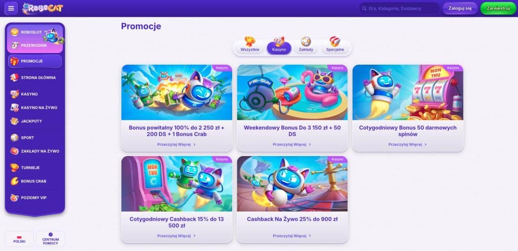 Robocat casino bonusy