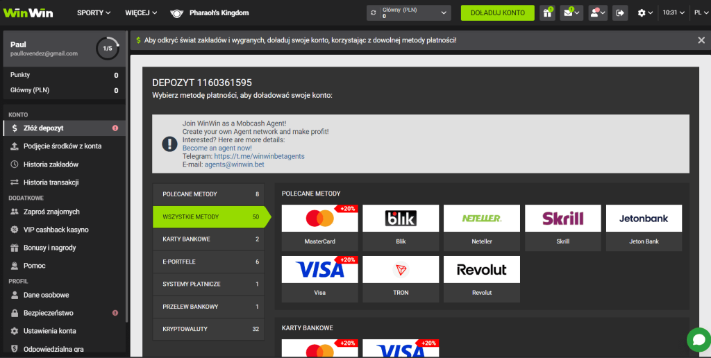 Metody Wpłaty i Wypłat