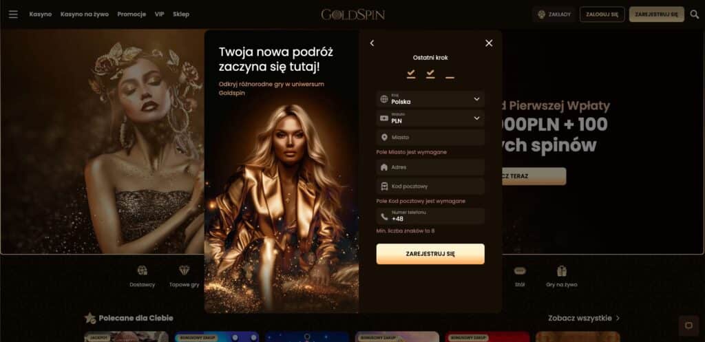 GoldSpin casino rejestracja konta