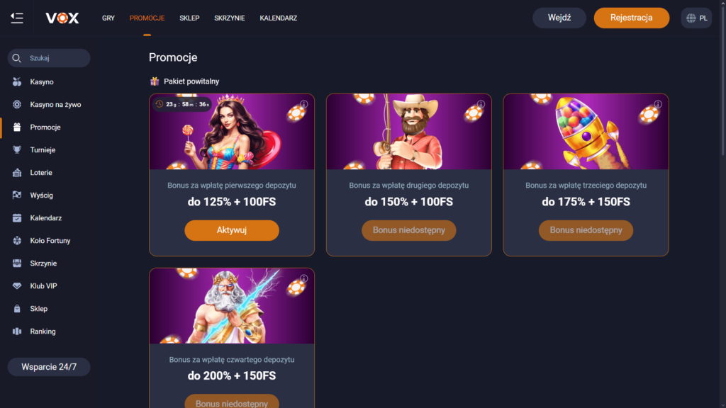 VOX casino bonusy