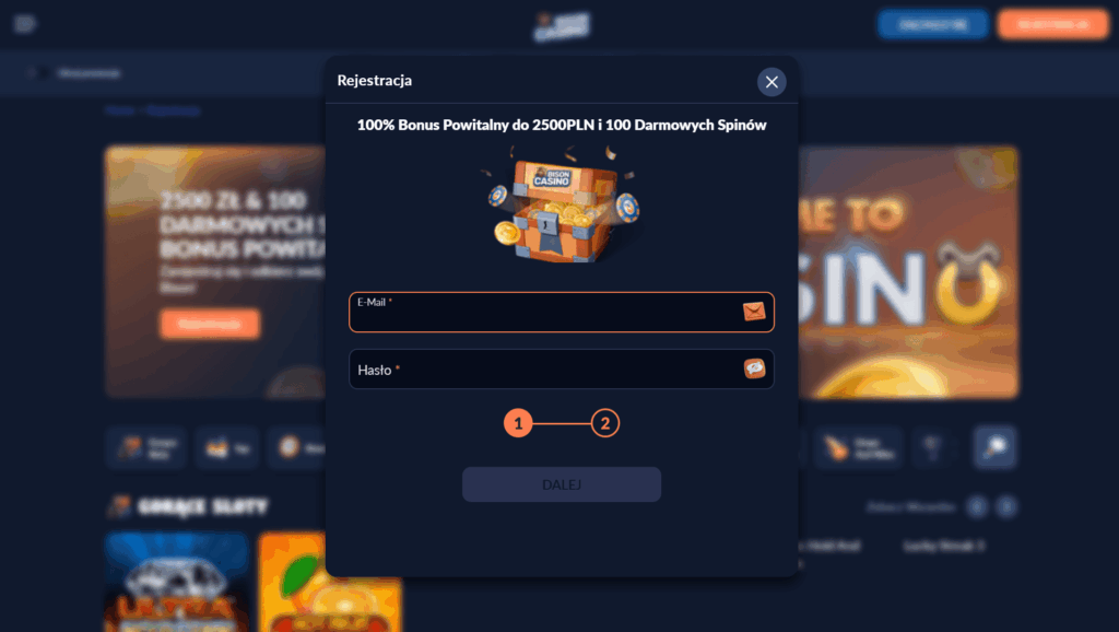 Bison casino rejestracja konta