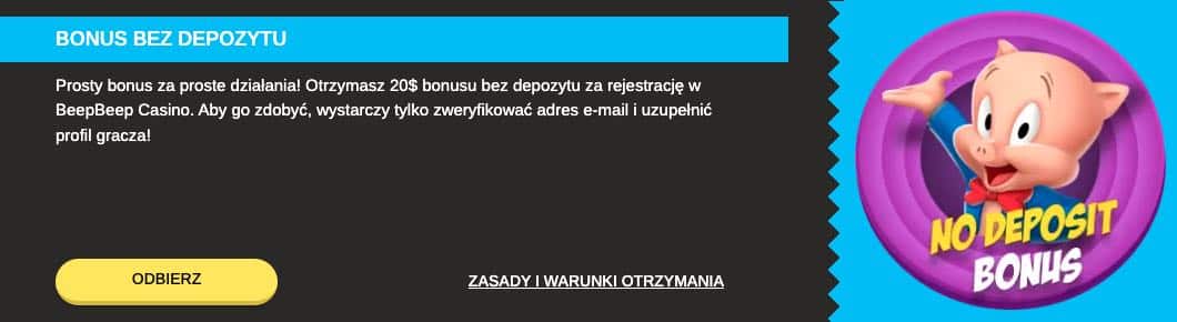 Beep Beep casino bonus bez depozytu