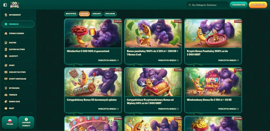 GoKong casino bonusy