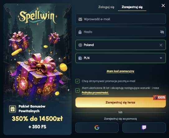 SpellWin casino rejestracja konta