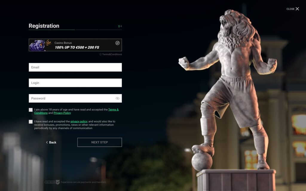 Betinia casino registration