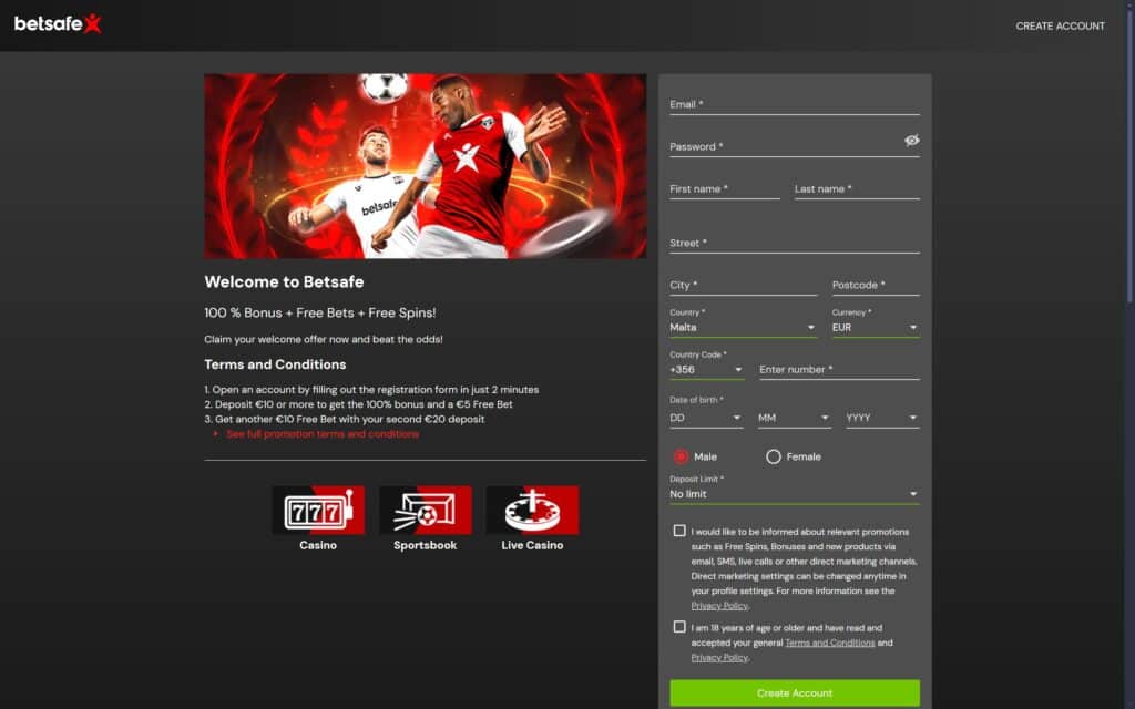betsafe casino registration