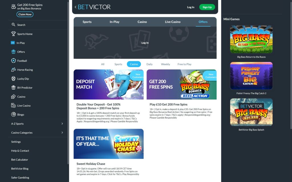 BetVictor casino bonuses