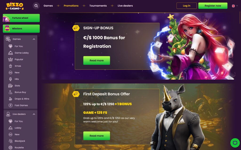 Bizzo casino bonuses