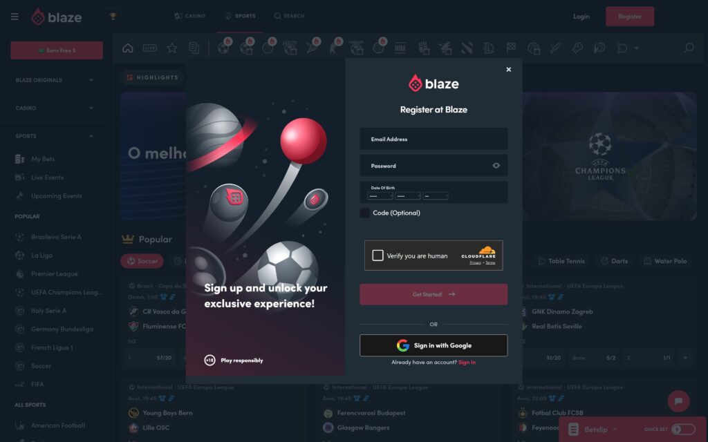 Blaze casino registration
