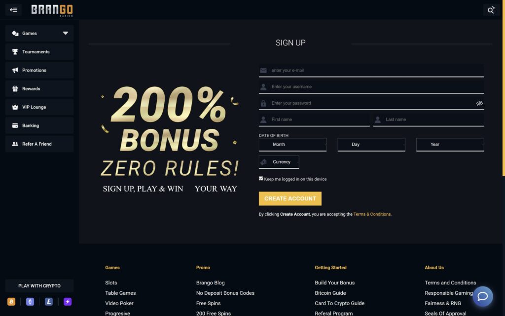 Brango casino registration