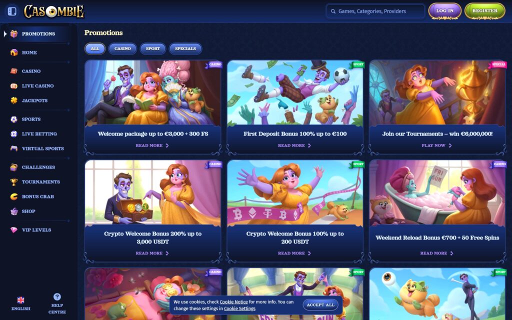 Casombie casino bonuses