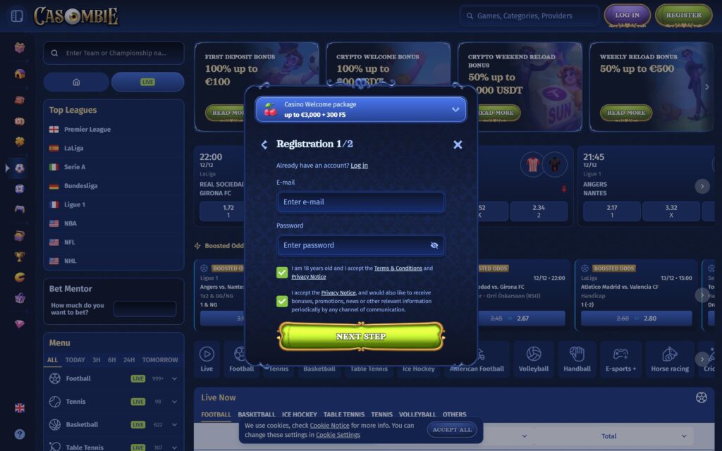 Casombie casino registration