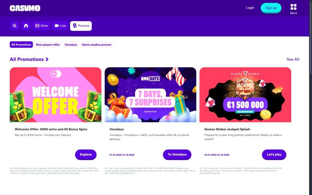 Casumo casino bonuses