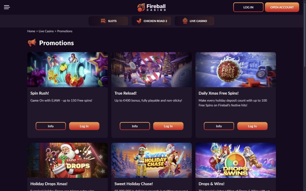 Fireball casino bonuses