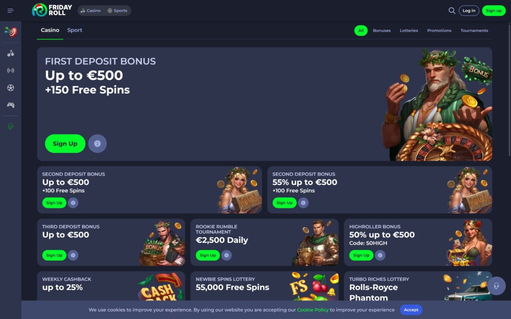 Fridayroll casino bonuses