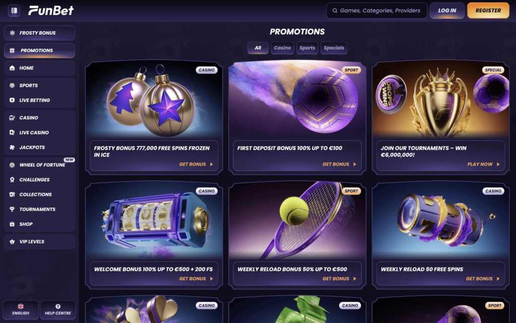 Funbet casino bonuses