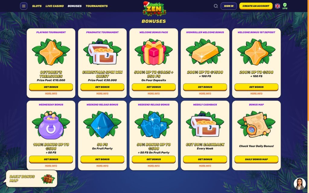 Gamblezen casino bonuses