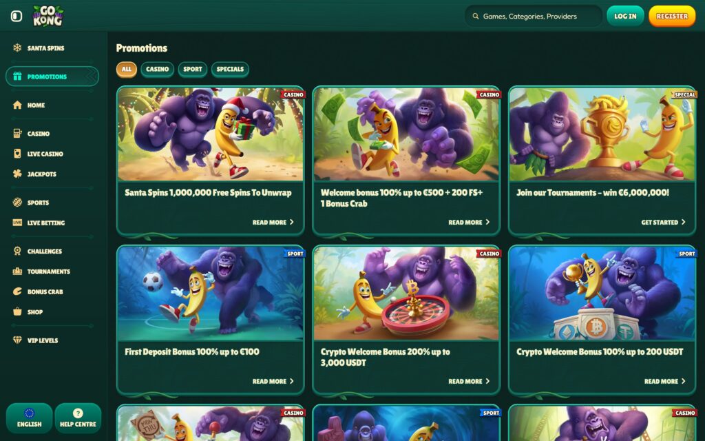 GoKong casino bonuses