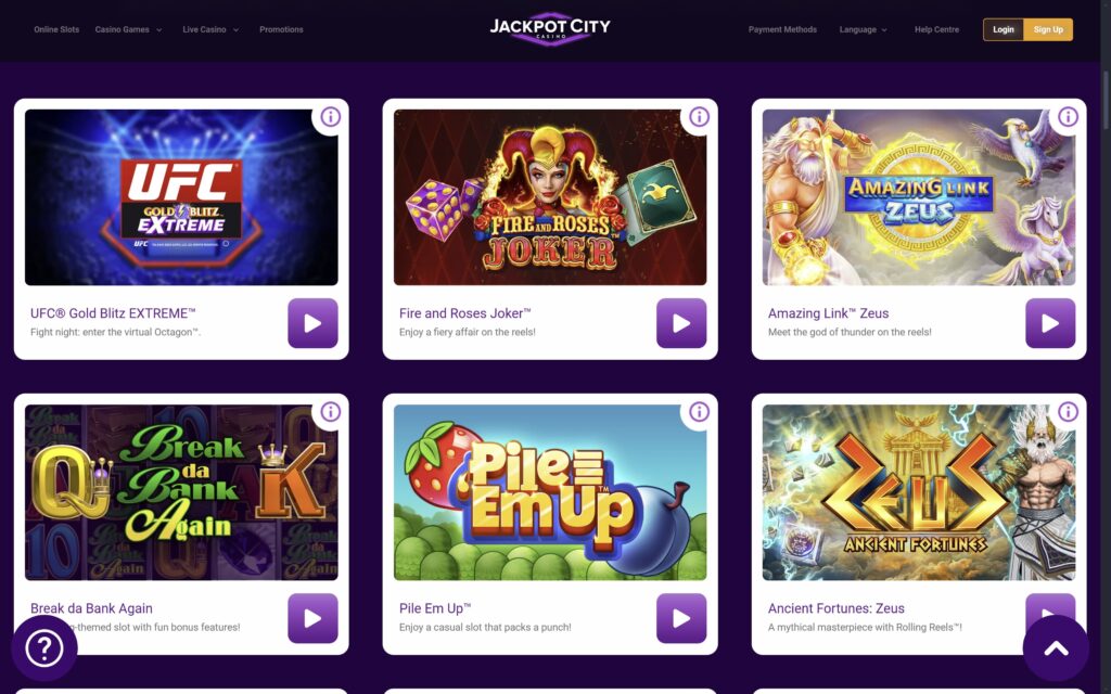 Jackpot City casino slots